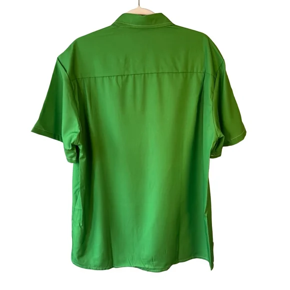 Royaura Hawaiian Tropical Frog Graphic Short-Sleeve Shirt - Green Size L Resort - Picture 2 of 11